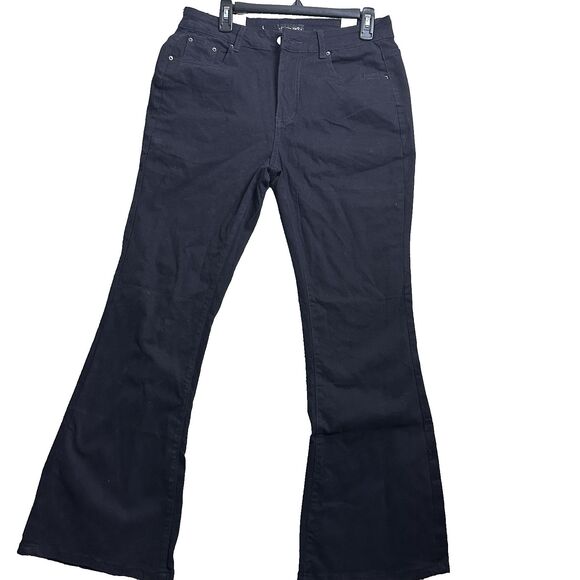Vintage Pants 70s Bell Bottom Jeans Black Size L Flare‎ Everdesign Retro - Picture 1 of 14